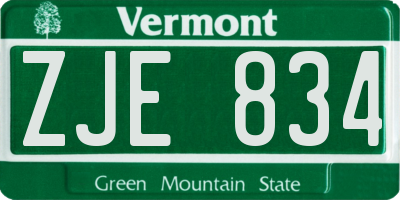 VT license plate ZJE834