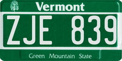 VT license plate ZJE839