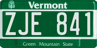 VT license plate ZJE841