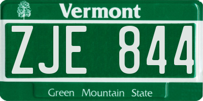 VT license plate ZJE844