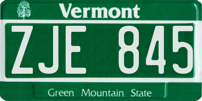 VT license plate ZJE845