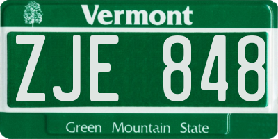VT license plate ZJE848
