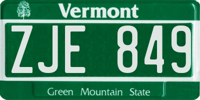 VT license plate ZJE849