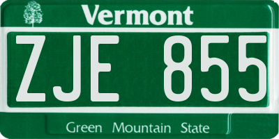 VT license plate ZJE855
