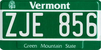 VT license plate ZJE856