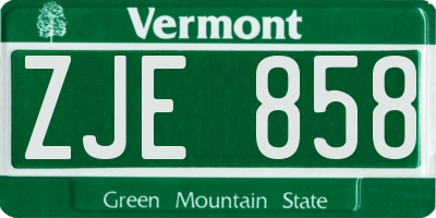VT license plate ZJE858