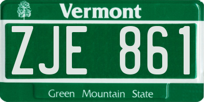 VT license plate ZJE861