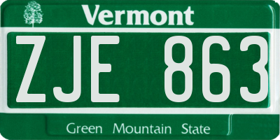 VT license plate ZJE863