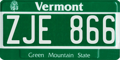 VT license plate ZJE866