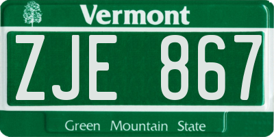 VT license plate ZJE867