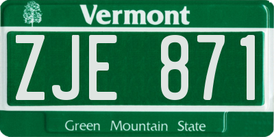 VT license plate ZJE871