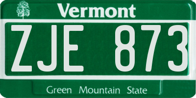 VT license plate ZJE873