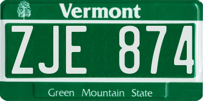 VT license plate ZJE874