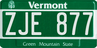 VT license plate ZJE877