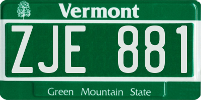 VT license plate ZJE881