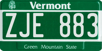 VT license plate ZJE883