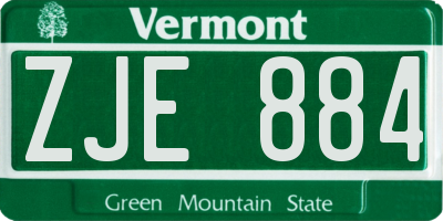 VT license plate ZJE884