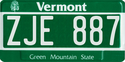 VT license plate ZJE887