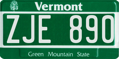 VT license plate ZJE890