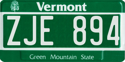 VT license plate ZJE894