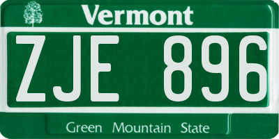 VT license plate ZJE896