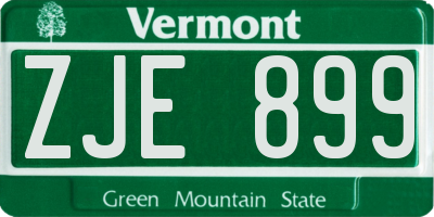VT license plate ZJE899