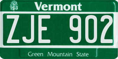 VT license plate ZJE902