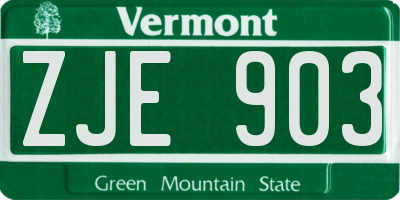 VT license plate ZJE903