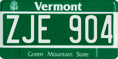VT license plate ZJE904