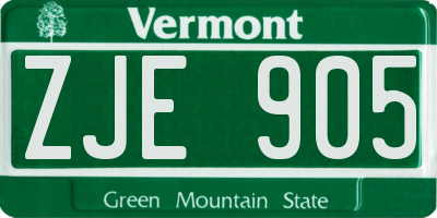 VT license plate ZJE905