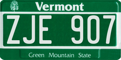 VT license plate ZJE907