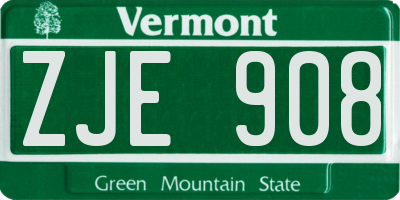 VT license plate ZJE908