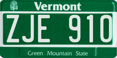 VT license plate ZJE910