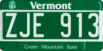 VT license plate ZJE913