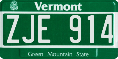 VT license plate ZJE914