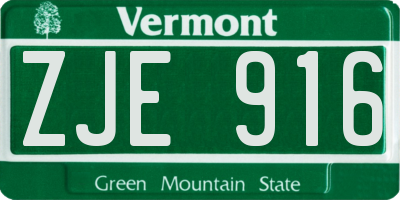 VT license plate ZJE916