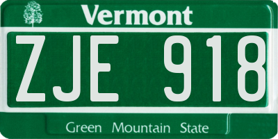 VT license plate ZJE918