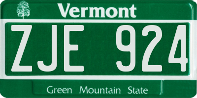 VT license plate ZJE924
