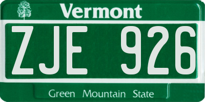 VT license plate ZJE926