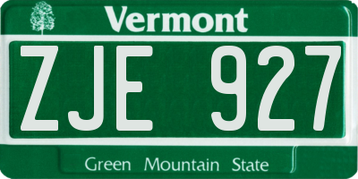 VT license plate ZJE927