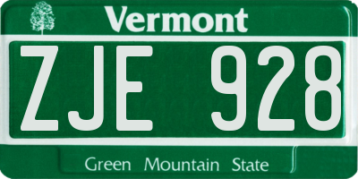 VT license plate ZJE928