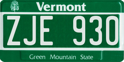 VT license plate ZJE930