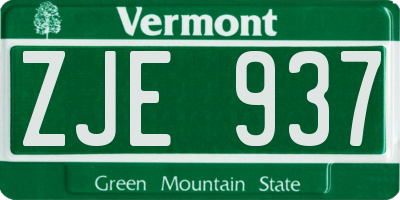 VT license plate ZJE937