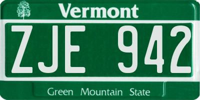 VT license plate ZJE942