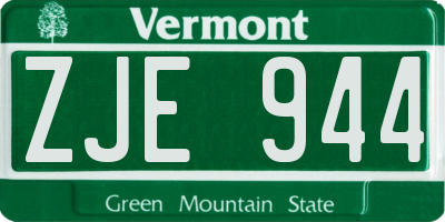 VT license plate ZJE944