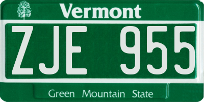 VT license plate ZJE955