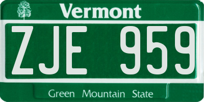 VT license plate ZJE959