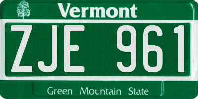 VT license plate ZJE961