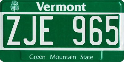 VT license plate ZJE965