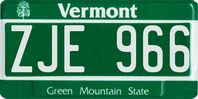 VT license plate ZJE966